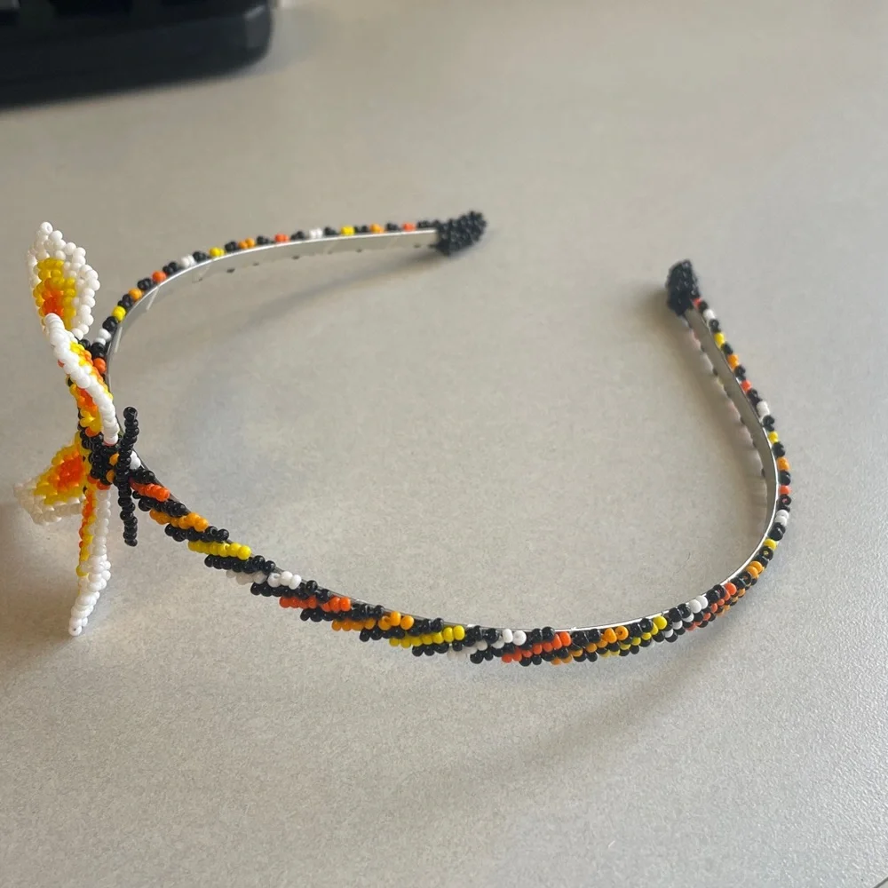 Beaded‎ Butterfly Headband - Yellow, Orange, White and Black